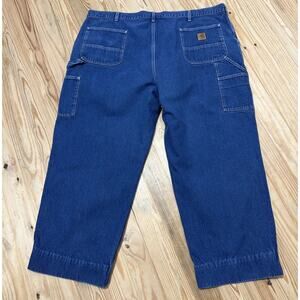 Carhartt Loose Fit Original Dungaree Denim Jeans Work Pants Hemmed 48x28